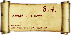 Becsák Albert névjegykártya