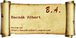 Becsák Albert névjegykártya